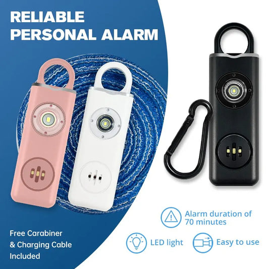 Personal Safety Alarm with LED Light – 130dB Emergency Siren with Rechargeable Battery