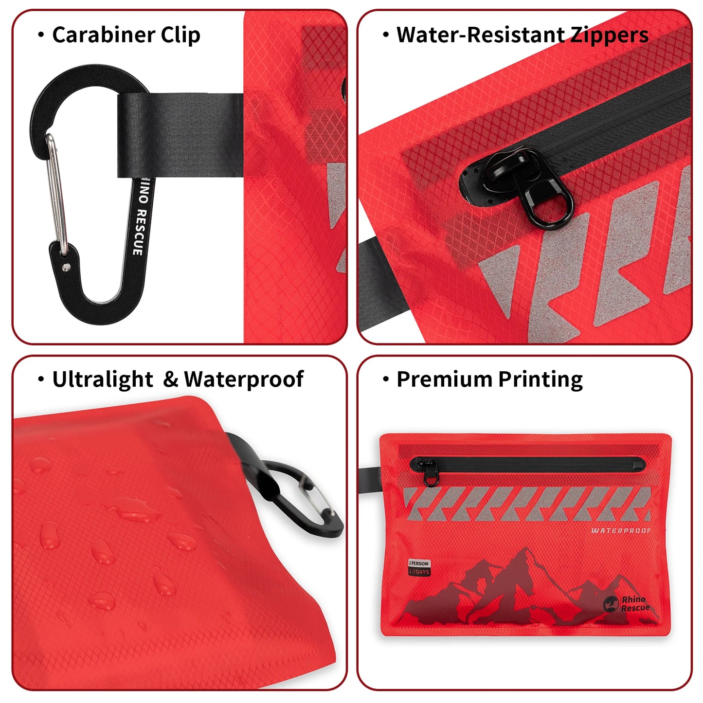 Rhino Rescue Ultralight First Aid Kit – Waterproof 105-Piece Emergency Medical Kit for Survival & Outdoor Use