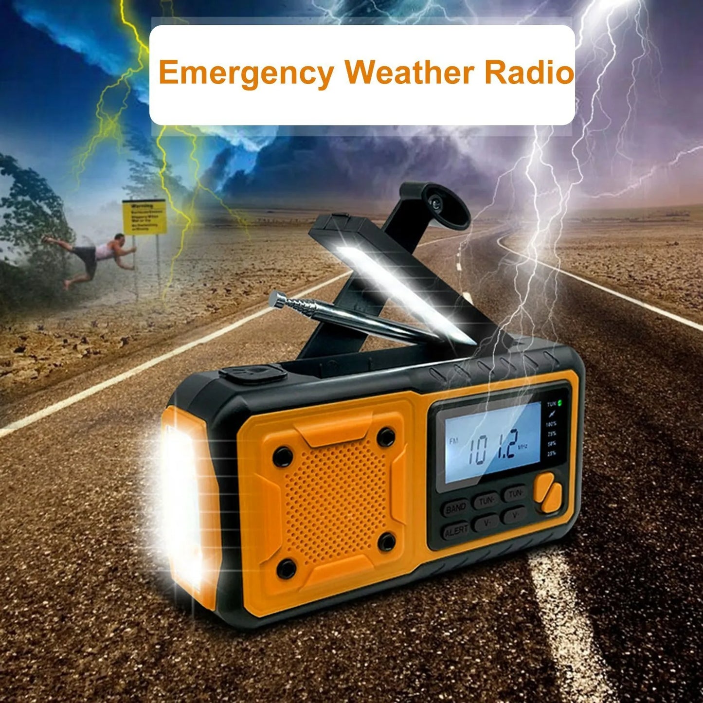 Emergency Solar Hand Crank Radio – Portable Survival Radio with Flashlight, Power Bank & SOS Alarm