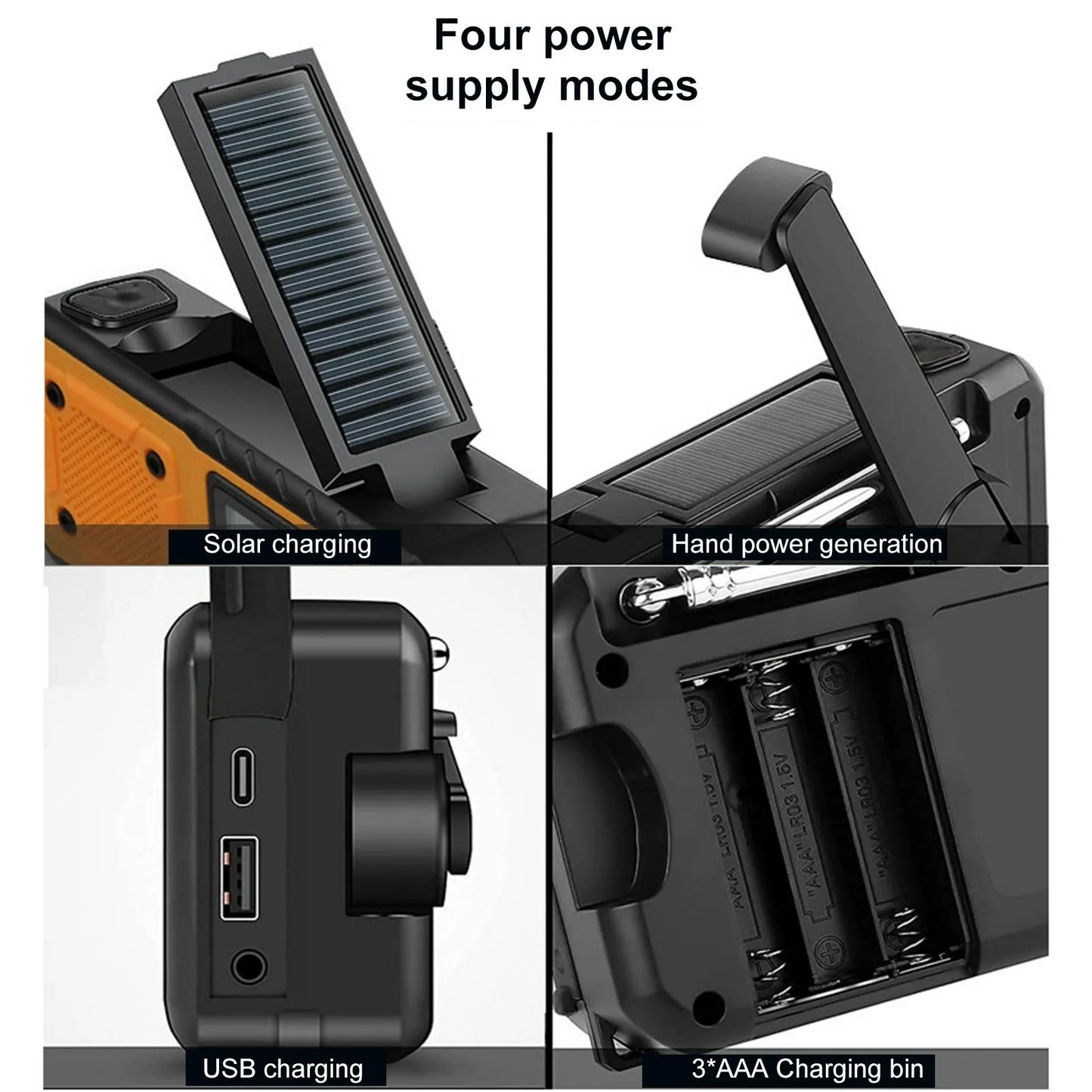 Emergency Solar Hand Crank Radio – Portable Survival Radio with Flashlight, Power Bank & SOS Alarm